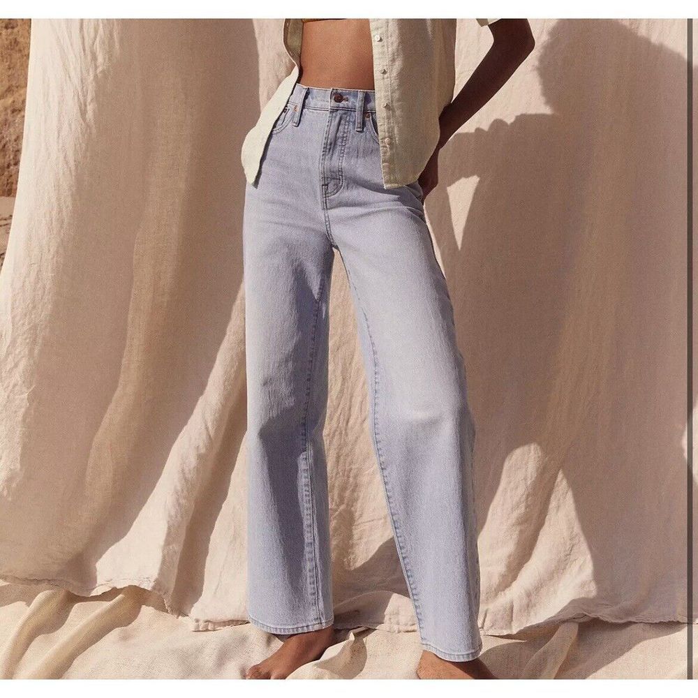 MADEWELL Jeans Womens 30 Perfect Vintage Wide-Leg Crop Distressed Aged ND537